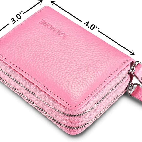 Women's Leather Wallet RFID Secure Small Purse Zipper Card Organizer - Picture 2 of 6